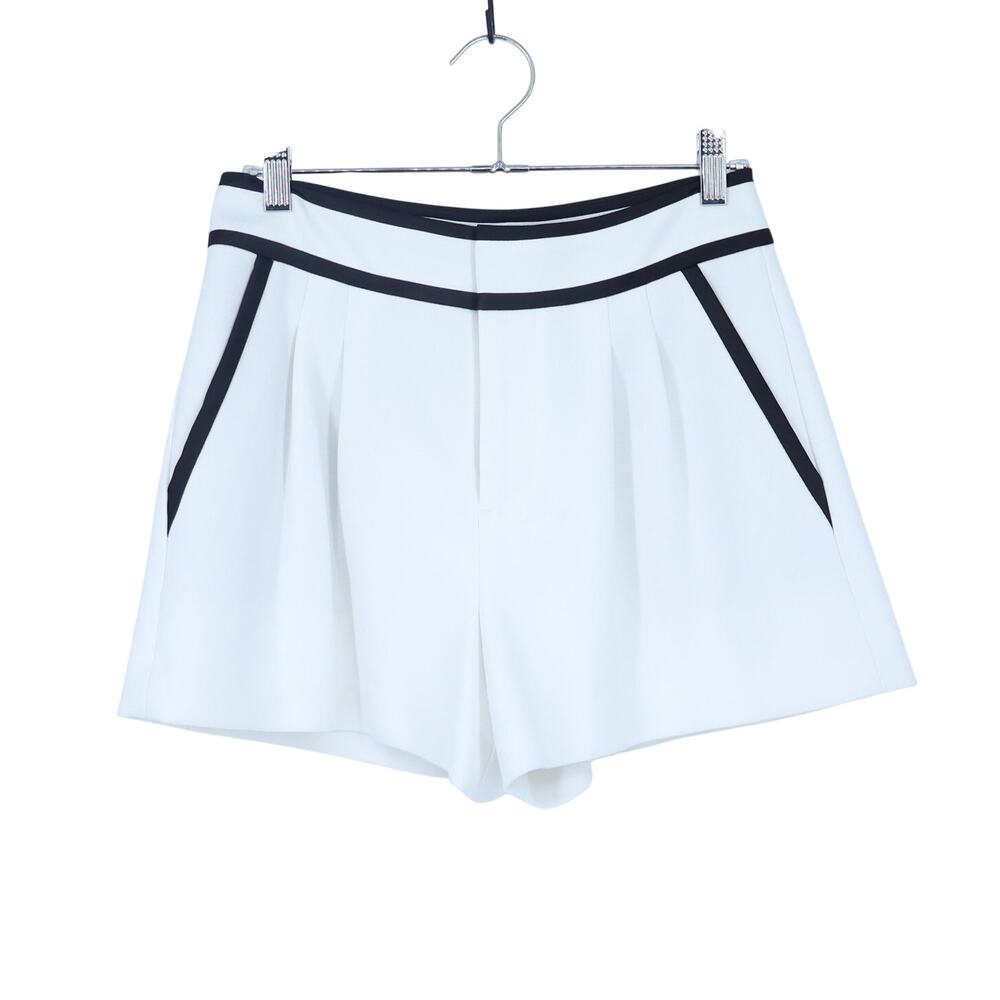 Alice + Olivia Esta Pleated Short White High Rise Contrast Trim Casual Women's 4